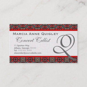 Elegante Damask Monogram Q Business Cards Visitenkarte