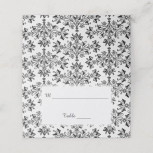 Elegante Damask Muster geklappte Tischkarten Platzkarte