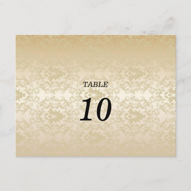 Elegante Damask Tischnummer Postkarte (Vorderseite)