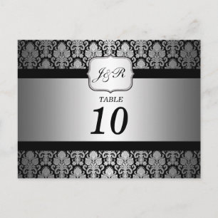 Elegante Damask Tischnummer Postkarte
