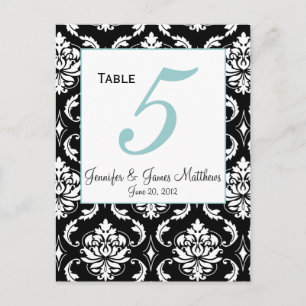 Elegante Damask Wedding Tischnummer Card