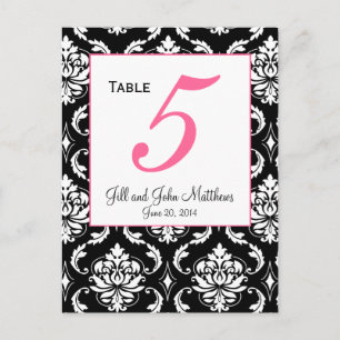 Elegante Damask Wedding Tischnummer Card
