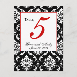 Elegante Damask Wedding Tischnummer Card