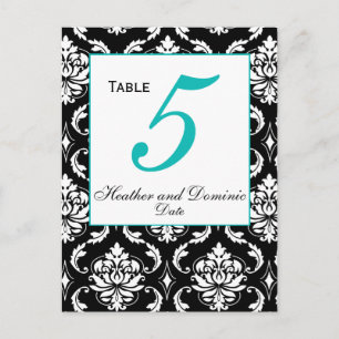 Elegante Damask Wedding Tischnummer Card 1