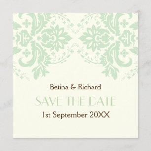 Elegante Damaske Minzeheirat Ehe Sichern Datum Einladung