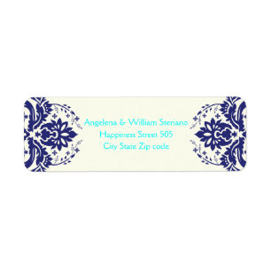 Elegante Damassohne blau, Aqua, Elfenbeinhochzeit