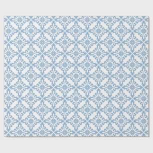 Elegante Damast Blau Mediterrane Fliese Geschenkpapier