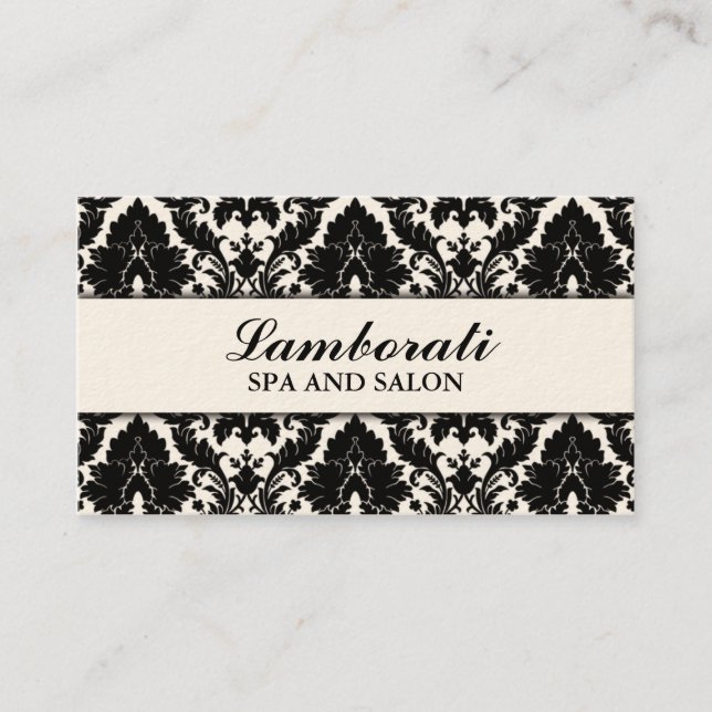 Elegante Damast-Blumenmuster-Creme-modernes Visitenkarte (Vorderseite)