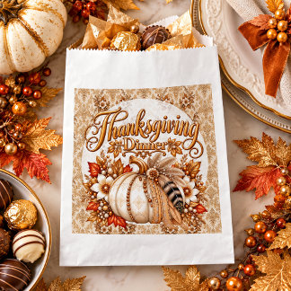 Elegante Damast-Boho-Kürbis-Thanksgiving-Dinner Geschenktütchen