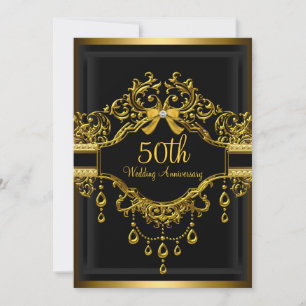 Elegante Damast-Goldene 50-Jahr-Jubiläums-Einladun Einladung