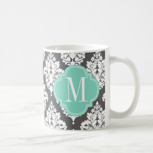 Elegante Damast-Holzkohlen-u. Aqua-Gewohnheit mit Kaffeetasse