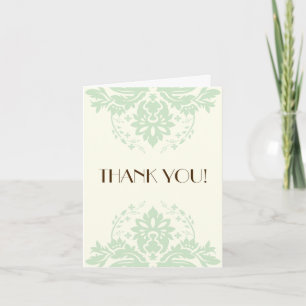 Elegante Damast-Mintgrün, Elfenbein-Hochzeits-Dank Dankeskarte