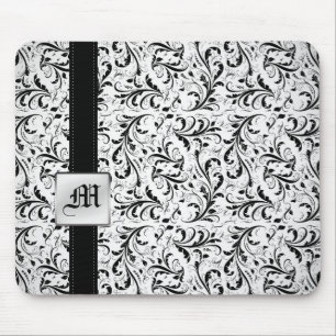 Elegante Damast-Monogramm-Mauspads Mousepad