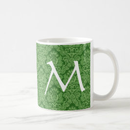 Elegante Damast-Monogramm-Tasse KELLY GRÜNE Kaffeetasse