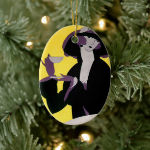 Elegante Dame aus der Vergangenheit beim Nachmitta Keramik Ornament