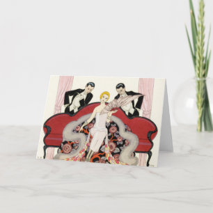 Elegante Dame im Pariser Art Deco Karte