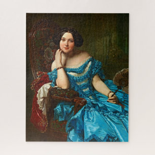 Elegante Dame in blaugrünem Kleid im Vintage-Stil