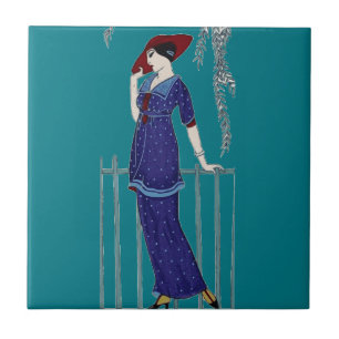 Elegante Dame in der Pariser Mode der 1920er Jahre Fliese