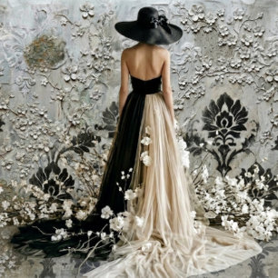 Elegante Dame in Schwarz und Weiß – Decoupage-Papi Seidenpapier
