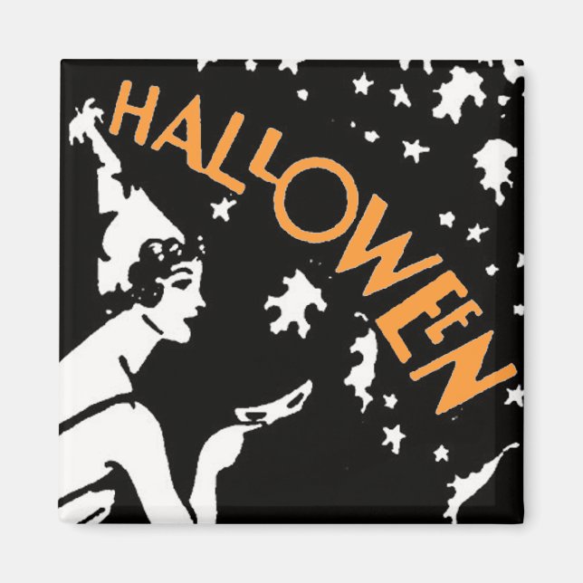 Elegante Dame mit MaskenHalloween Magnet (Vorne)