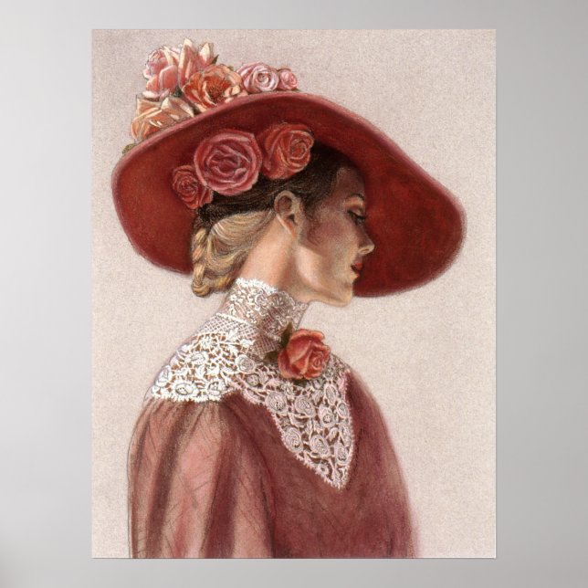 Élégante dame victorienne, affiche d'art Casquette (Devant)