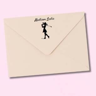 Elegante Damen-Golferin Name Gummistempel