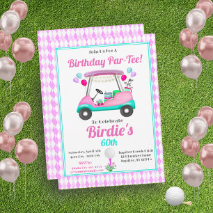 Elegante Damen-Golfparty-Wagen Geburtstag Einladung