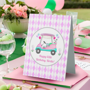 Elegante Damen-Golfparty-Wagen Geburtstag Tischaufsteller