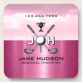 Elegante Damen personalisiertes Golf-Monogramm-Des Getränkeuntersetzer