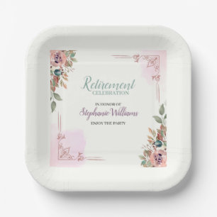 Elegante Damen-Ruhestandsfeier mit floralem Klassi Pappteller