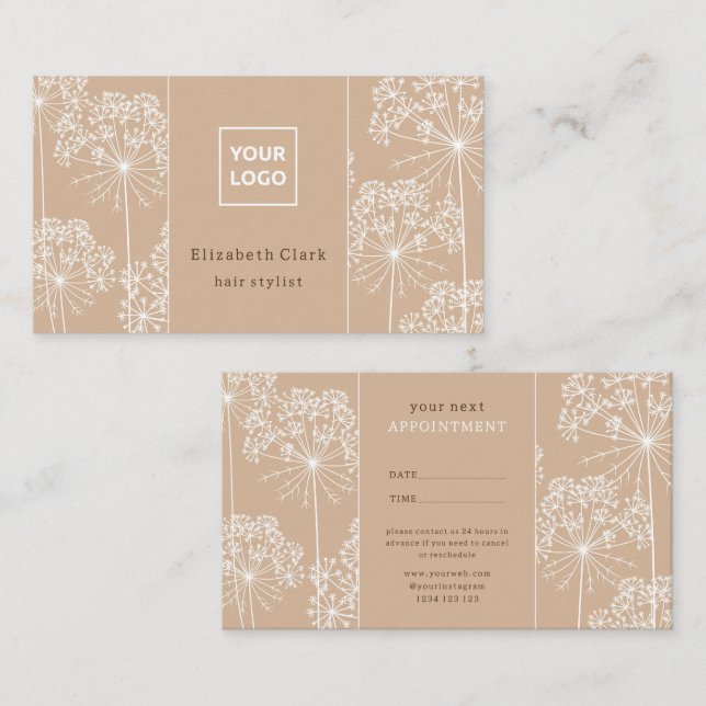 Elegante Dandelion Hair Stylist Terminationskarte Visitenkarte (Vorne/Hinten)