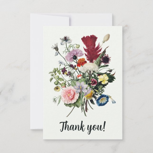 Elegante Dankbarkeit farbenfrohe Vintage Wildblume Dankeskarte (Vorderseite)