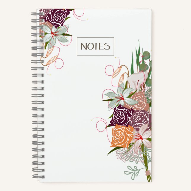 Elegante Dankbarkeit Journal Floral Bouquet Design Notizbuch (Vorderseite)