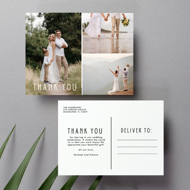 Elegante Dankbarkeit Minimalistische Hochzeit Viel Postkarte (Elegant Gratitude Minimalist Wedding Thank You Postcard)