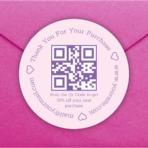 elegante danke Ihnen Business qcode rosa lila Runder Aufkleber