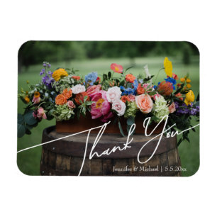 elegante Danke-weiß-Handschrift-Hochzeitsfoto Magnet