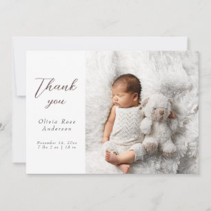 Elegante Dankeschön-Babyfotos Moderne Kalligrafie Ankündigung