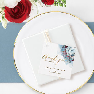 Elegante Dankeschön, Blue Burgundy und Lila Flora Geschenkanhänger