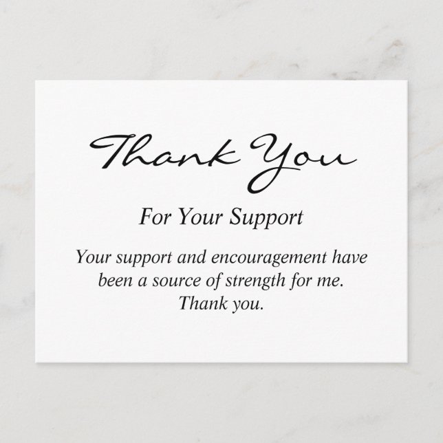 Elegante Dankeschön-Karte für Support Postkarte (Vorderseite)