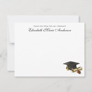 Elegante Dankeschön vom Graduate Cap Abschluss Mitteilungskarte