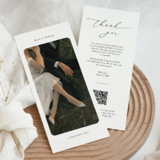 Elegante Dankeskarte mit QR-Code und Foto