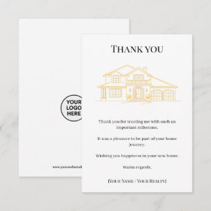 Elegante Dankeskarten für Immobilienmakler in Gold Dankeskarte