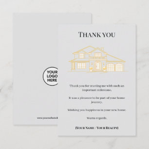 Elegante Dankeskarten für Immobilienmakler in Gold Dankeskarte
