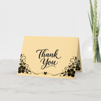 Elegante Dankeskkarte mit floraler Schrift Dankeskarte