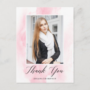 Elegante Danksagung zur Abschlussfeier mit Wasserf Postkarte