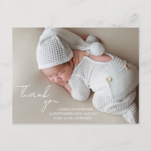 Elegante Danksagung zur Babygburt Postkarte