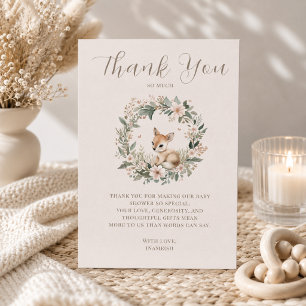 Elegante Danksagung zur Wald-Baby-Party Dankeskarte