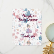 Elegante Danksagungskarte für Baby-Mädchen-Dusche