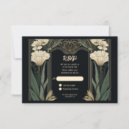 Elegante Dark Art Nouveau RSVP Card Karte