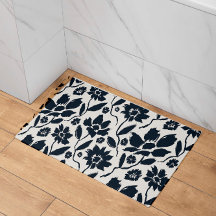 Elegante Dark Blue Floral Cream Leinwand